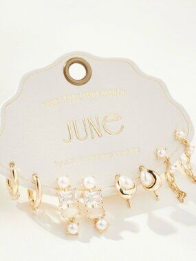 June Birthstone Earrings, Set of 4 By Anthropologie NWT